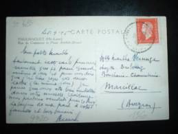 CP TP MARIANNE DE DULAC 50 C OBL. TIRETEE 5-9-45 (43 HAUTE-LOIRE) + VUE PAULHAGUET RUE DU COMMERCE - 1944-45 Marianne (Dulac)