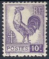 1944 FRANCIA GALLO E MARIANNA SERIE DI ALGERI 10 F MH * - FR565 - 1944 Coq Et Maríanne D'Alger