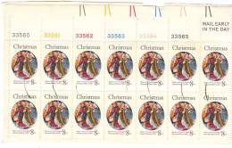 USA CHRISTMAS NATALE - BLOCCO DI 14 VALORI TIMBRATI SU FRAMMENTO - MASTER OF ST. LUCY LEGEND - Storia Postale