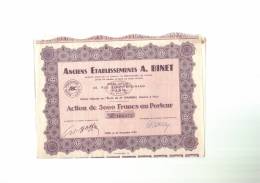 Anciens  Etablissement  A.  BINET  -  PARIS  26/11/1955  -  Action  Complète - Industrie