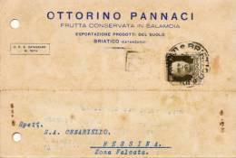 BRIATICO (CATANZARO) O. PANNACI FRUTTA CONSERVATA IN SALAMOIA 1938 - Catanzaro