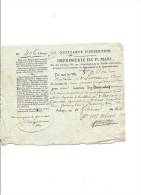 ROUEN IMPRIMERIE DE F.MARI RUE DES CARMES  16 FEVRIER 1815 - Printing & Stationeries