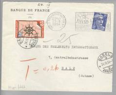 Schweiz Nachporto 1954-09-23 Paris Taxierter Brief Nach Basel Mit 25R. Freimarke Als Nachporto - Segnatasse