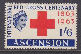 ## Ascension 1963 Mi. 91    1'6 Sh'P Internationales Rotes Kreuz Red Cross Croix Rouge MH* - Ascension