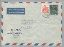 Schweiz 1949-04-27 Fleurier Air Mail Nach Santiago Chile Fr.1.20 - Lettres & Documents