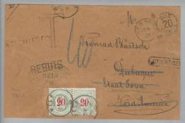 Heimat SG Mels 1884-08-26 Briefvorderseite USA Taxiert 40Rp. Mit Paar Zu#18IIK/K - Portomarken