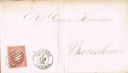 Carta Entera TARREGA (Lerida) 1858, Fechador Tipo I En Negro Azulado - Lettres & Documents