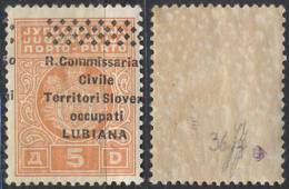 SLOVENIA - LUBIANA - SEGANATASSE  SOP. SPOSTATA ORIZZONTALE- 5 D  - **MNH - S. S  9m - **MNH - Cat. 500e - Lubiana