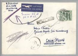 Schweiz 1956-11-17 Lausanne 2 Gare Luftpost Nach Cairo "non Reklame" - Cartas & Documentos