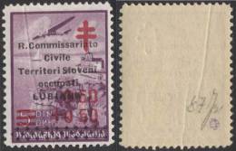 SLOVENIA - LUBIANA - CROCE ROSSA  - TBC - CARTA VERTICALE RICONGIUNTA  - S.  35 - **MNH - Cat. ??? - GRANDE ERRORE - Lubiana