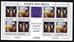 MOLDAVIE 1993, FEUILLET DE 4 Paires, De Plus En Plus RARE. Rbgris - 1993