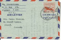 USA Air Letter Sent To Denmark 12-12-1951 - 2c. 1941-1960 Storia Postale