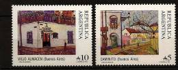 Argentine Argentina 1988 N° 1616 / 7 ** Courant, Tableaux, Oeuvres, Canella, Petit Chemin, Vieux Magasin, Rails, Train - Unused Stamps