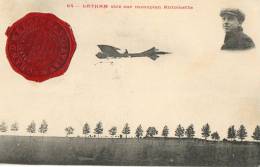 BAIE DE SEINE AVIATION 1910 Aviateur Latham En Vol Vignette Rouge - Meetings