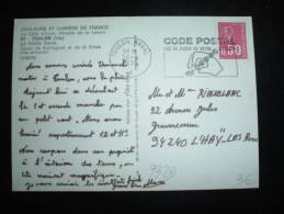 CP TP MARIANNE DE BEQUET 0,50 F OBL. MECA. 26-6-1974 TOULON NAVAL (83 VAR) + CODE POSTAL - 1971-1976 Marianne Of Béquet