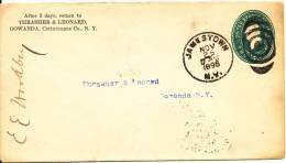 USA Postal Stationery Cover Jamestown N.Y. 22-11-1896 (the Cover Has Been Bended) - ...-1900