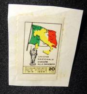 ERINNOFILIA - UNIONE NAZIONALE D'ONORE ALLA BANDIERA 1968 -50° Della Vittoria 20 LIRE SU FRAMMENTO DI DOCUMENTO - Otros & Sin Clasificación