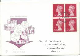 June 1970 Block Of 4 X 10p Stamps Neatly Addressed FDI  17 Jun 1970 Teesside  Great Block Of 4 - 1952-1971 Pre-Decimal Issues