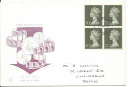 June 1970 Block Of 4 X 20p Stamps Neatly Addressed  FDI  17 Jun 1970 Teesside  Great Block Of 4 - 1952-71 Ediciones Pre-Decimales