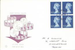 June 1970 Block Of 4 X 50p Stamps Neatly Addressed  FDI  17 Jun 1970 Teesside  Great Block Of 4 - 1952-1971 Pre-Decimale Uitgaves