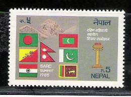 NEPAL, 1985, South East Asian Regional Cooperation Summit, Flag, SAARC, , Mountain, MNH, (**) - Other & Unclassified