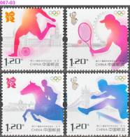 CHINA, 2012, LONDON SUMMER OLYMPIC GAMES; Set Of 4, MNH (**); 2012-17, {-} - Sommer 2012: London