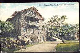 HONOLULU  Girls School     Old Postcard - Honolulu
