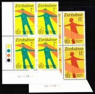 Zimbabwe 1981 International Year Of The Disabled - Part Set Control Blocks - Zimbabwe (1980-...)