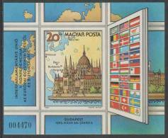 Hungary Ungarn 1983 B 163 B - Mi 3610 ** Parliament Buildings, Budapest / Parlamentsgebäude, Landkarte - KZSE - Unused Stamps
