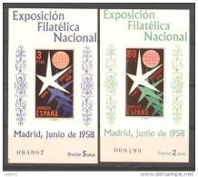 ES1222-L2336TEXU.Sp Ain.Espagne.Expo Bruselas.EXPOSICION FILATELICA NACIONAL.1958.( Ed 1222/3**),sin Charnela. LUJ - 1958 – Bruselas (Bélgica)