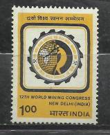 INDIA,1984,12th WORLD MINING CONGRESS Scott 1071,Emblem , Mineral, Mine, Job, Map,MNH,(**) - Ungebraucht