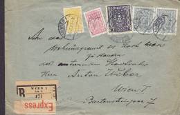 ## Austria Registered Einschreiben Recommandée EXPRESS Labels WIEN 1923 Cover Brief Frauenkopf (2 Scans) - Lettres & Documents