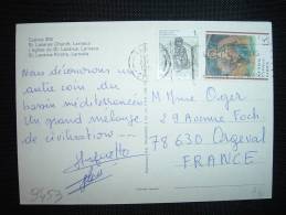 CP POUR LA FRANCE TP 15 C + 1 C OBL. MECA. 22 FEB 198? LARNAKA - Cartas