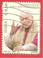 ITALIA REPUBBLICA USATO - 2011 - Beatificazione Di Papa Giovanni Paolo II - € 0,60 - S. 3232 - 2011-20: Afgestempeld