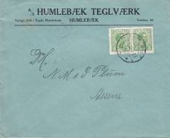 ## Denmark Cachet HUMLEBÆK TEGLVÆRK A/S,  HUMLEBÆK 1916 Cover To ASSENS Pair Of King Christian X. Stamps (2 Scans) - Briefe U. Dokumente