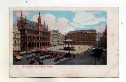 Bruxelles Carte Couleur Incrustations Paillettes De Metal Dos 1900 Grande Place Marche Et Kiosque A Musique - Lanen, Boulevards