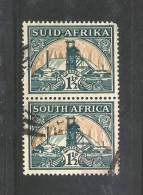 SOUTH AFRICA UNION  1933 Used Pair Stamp(s)  "hyphenated" 1 1/2d Green-bright Gold Nr. 57  #12247 - Usados