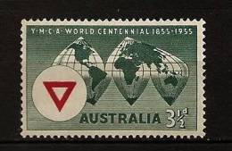 Austalie Australia 1955 N° 222 ** YMCA, Planisfère, Christian Association, Chrétiens, Eglise, Religion - Ungebraucht