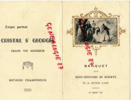 87 - AIXE SUR VIENNE - RARE MENU BANQUET DES SOUS OFFICIERS DE RESERVE-18 JUILLET 1937-HOTEL MORICE AUX BETTOULLES - Menükarten