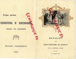 87 - AIXE SUR VIENNE - RARE MENU BANQUET DES SOUS OFFICIERS DE RESERVE-18 JUILLET 1937-HOTEL MORICE AUX BETTOULLES - Menükarten