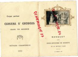 87 - AIXE SUR VIENNE - RARE MENU BANQUET DES SOUS OFFICIERS DE RESERVE-18 JUILLET 1937-HOTEL MORICE AUX BETTOULLES - Menus