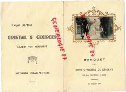 87 - AIXE SUR VIENNE - RARE MENU BANQUET DES SOUS OFFICIERS DE RESERVE-18 JUILLET 1937-HOTEL MORICE AUX BETTOULLES - Menükarten