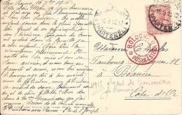 Carte De SAN REMO Pour BEAUNE (F) Avec Cachet Rouge BOLOGNA POSTA ESTERA ( Agent Transmission De Courrier) 16/09/1915 - Other & Unclassified