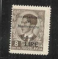 MONTENEGRO 1942 SOPRASTAMPA NERA BLACK OVERPRINTED LIRE 8 D MNH - Montenegro