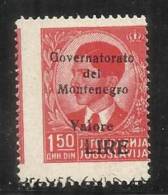 MONTENEGRO 1942 SOPRASTAMPA NERA BLACK OVERPRINTED LIRE 1,50  VARIETA´ VARIETY MNH - Montenegro