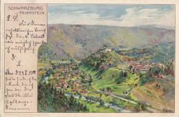 Gruss Aus Schwarzburg, LITHOGRAPHIE, Vom Trippstein Aus Gesehen, Um 1900 - Bad Blankenburg