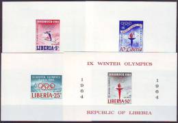 LIBERIA  -  OLYMPIC GAMES  INNSBRUCK - LUX  MS -  **MNH - 1964 - TIRAGE 2500 - Inverno1964: Innsbruck