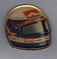 Pin´s  Automobiles, F1, Rallye,casque  B. CACHOT  Avec  MARLBORO, BOUVY, EURODYE, CITY HOTELS - F1