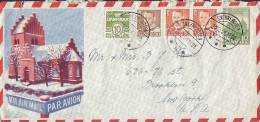 ## Denmark Airmail Par Avion Church Cachet SNEKKERSTEN 1954 Cover Brief NEW YORK United States Christmas Seal (2 Scans) - Poste Aérienne