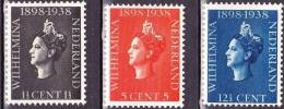 1938 40 Jarig Regeringsjubileum Koningin Wilhelmina Ongestemplde Serie NVPH 310 / 312 - Unused Stamps